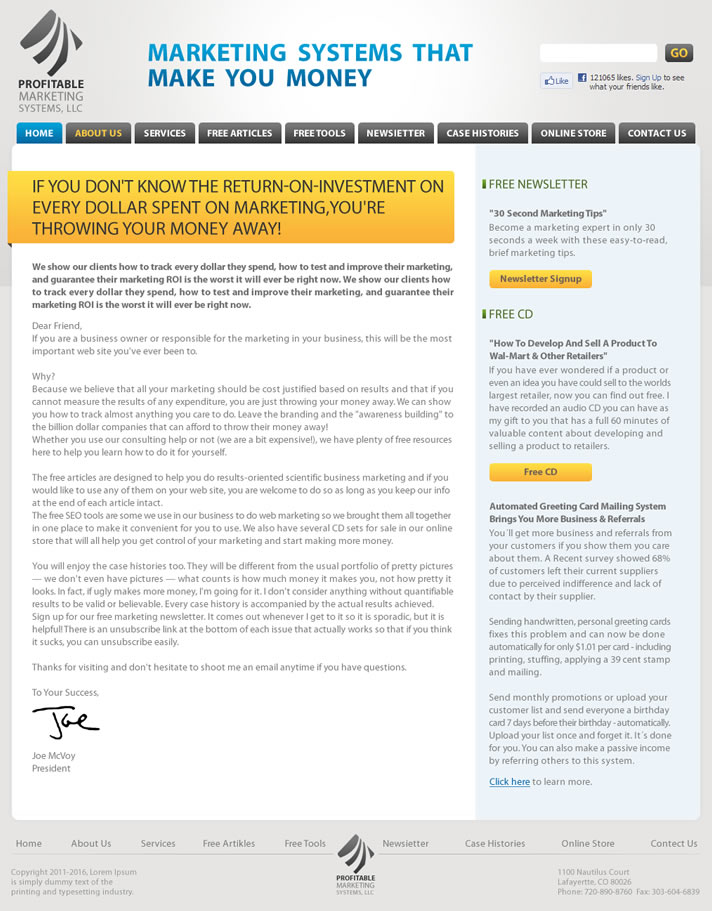 Profitable Marketing Systems пример1